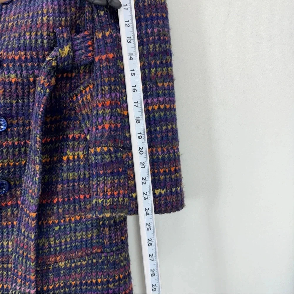 Beth Bowley Anthropologie Womens Knitted Coat Sz 10 Wool Purple Hippie Casual - Picture 9 of 14